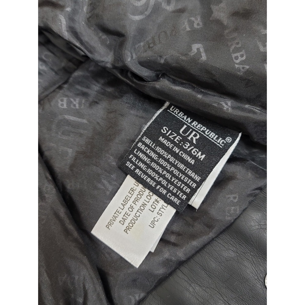 Urban Republic Baby Moto Jacket Black Faux Leather 3/6 Months NEW Bikercore - Picture 4 of 5